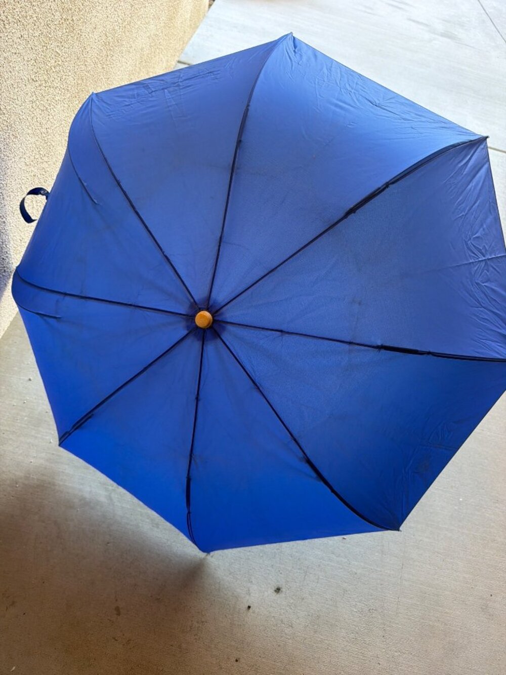 Duck Handle Folding Umbrella Blue Canopy Wooden Handle Novelty Compact Umbrella - Picture 9 of 9